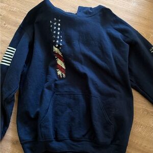 Grunt Style Navy Blue Sweatshirt with American Flag Design